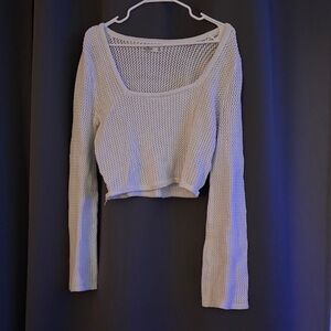 Hollister White Mesh Crop Top